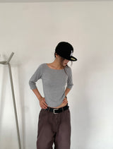ボートネックミッドスリーブTシャツ (4C)