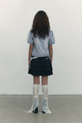 STRING POINT SHORT SLEEVE DENIM JACKET [BLUE]