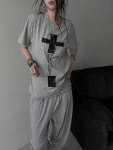 cross lettering crack T (3color)