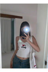 I Love Girl　vネックスリーブレスクロップトップ
