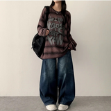 ENK ヒップストリート ダンガラ リブ ロングスリーブ Tシャツ