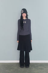 FLOWER PATCH HOODIE LONG SLEEVE CHARCOAL