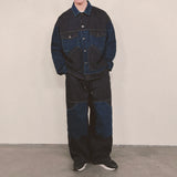 panel mix denim wide pants_blue