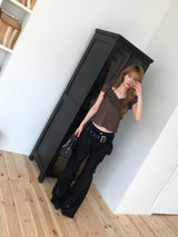 ロックシックベルトブーツカットパンツ