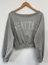 HIP PRINTING LETTERING オフショルダースウェットシャツ💟💙🩶4COLOR