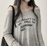 Alling lettering shoulder long sleeve tee