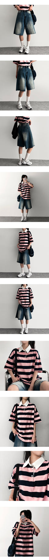 Eddy Hem Cutting Bermuda Denim Shorts