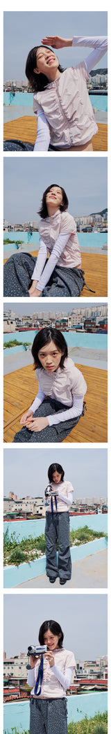 SHIRRED WINDBREAKER - PINK