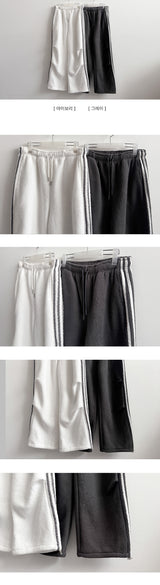 Canple fleece color line wide pants