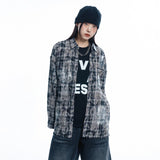 Washed Painted Check Shirt - CHARCOAL