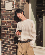 ローチワッフルヘンリーネックロングスリーブTシャツ