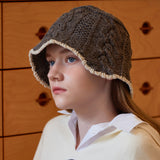 Triple Cable Knit Bucket Hat (Charcoal)