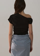 ONE SHOULDER CROP TOP_BLACK