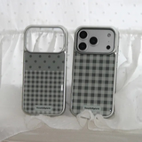 Checkered Matcha Silver Epoxy Case