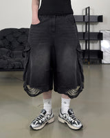 Daken Distressed Cargo Denim Bermuda