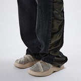 INCISION SIDE WRINKLE DENIM PANTS - BLACK/CAMO