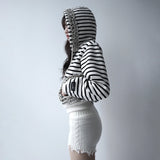 【MADE】winter frill hood zip-up, stripe