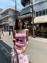 Beauty pink strap sleeveless t-shirt