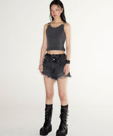 Suspender Crop Tank Top (PIGMENT GREY)