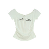 レースリボンシャーリングオフショルダーTシャツ 231837298