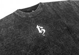BETREZ オーバーサイズアシッドウォッシュTシャツ - WHITE LOGO