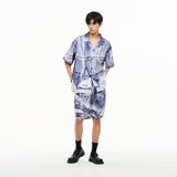 RELABEL Inverted Cowboy Digital Printing Short-Sleeve Shirt, West Coast Hip-Hop Full-Print Trendy Brand Shirt