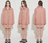 FAUX SUEDE STUDS MINI SKIRT [PINK]