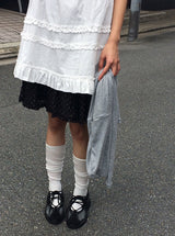 ヘオン フリル ドット ミディ スカート