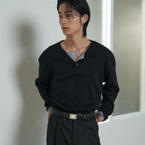 ヘンリーネック長袖Tシャツ