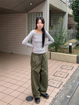 BALLOON SNAP WIDE PANTS (3C)