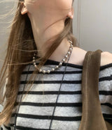 Silver ball bar necklace(6mm)