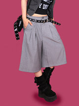 striped bermuda pants (belt set / 2color)