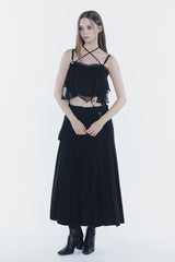 レイヤープリーツスカート black