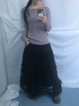 Cloud chiffon frill long skirt
