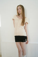  Eyelet slit skirt (black)
