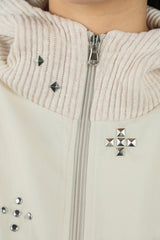 studs nylon knitzip hoodie(white)