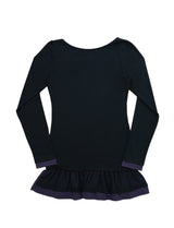 dot frill layered top / black