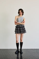 BEBE UNBALANCE SLEEVELESS TOP / GRAY