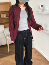 Skoll two-way pintuck paisley cubic stitch non-fade denim long wide pants