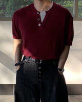 Tobon Button Layered Knit Short Sleeve