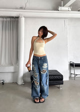 SQUARE HALTER SLEEVELESS (4color)
