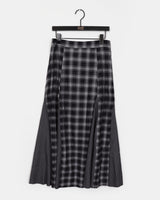 Curry Checkered Color Long Skirt