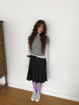 YWD PLAID PLEATS SKIRT + BELT (3color)