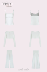Anna lace cardigan training three-piece set (Sleeveless cardigan, pants)