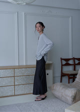 Satin Long Skirt (Black)