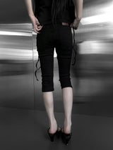 slim fit slit capri denim