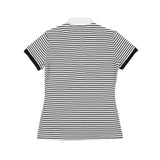ストライプピケリブTシャツ(BLACK)