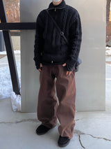 Herringbone stitch denim - BROWN