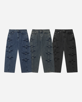 Pin Curved Denim Pants