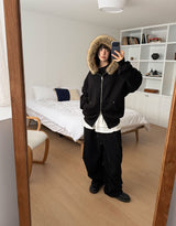 (Lining Brushed) STARRY FUR HOOD ZIP-UP